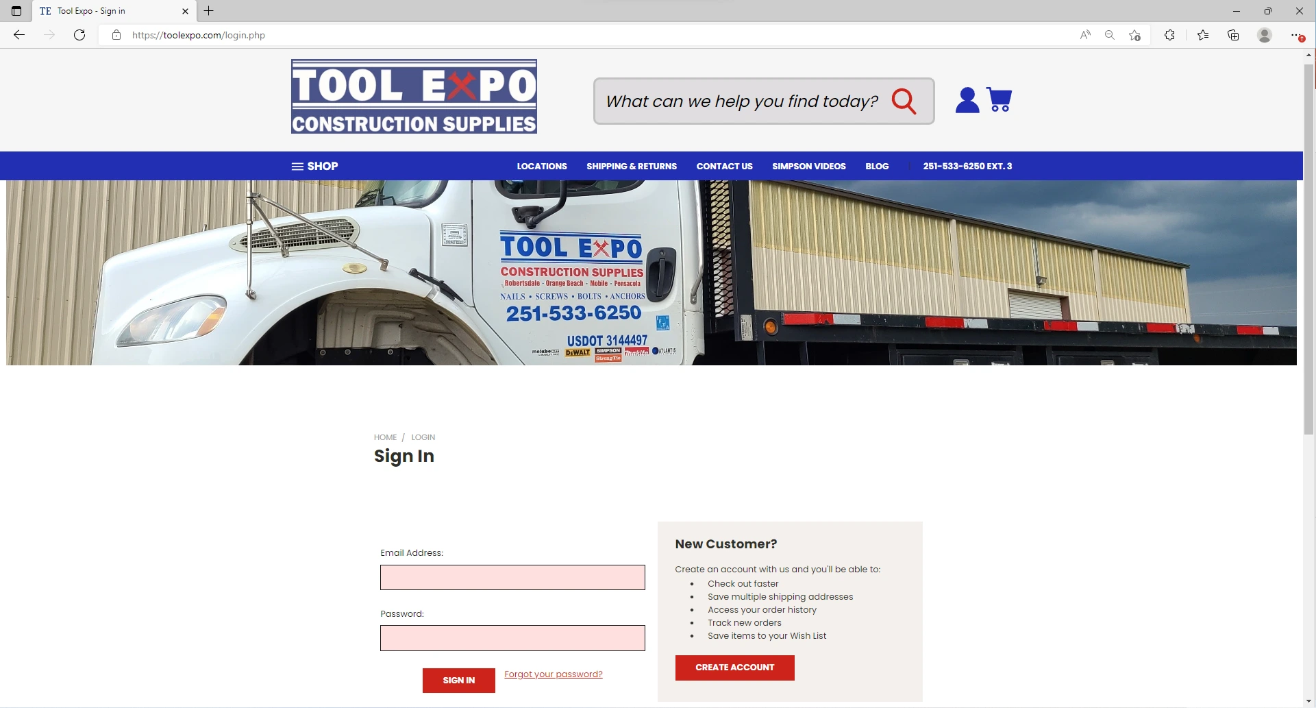 Tool Expo full website view