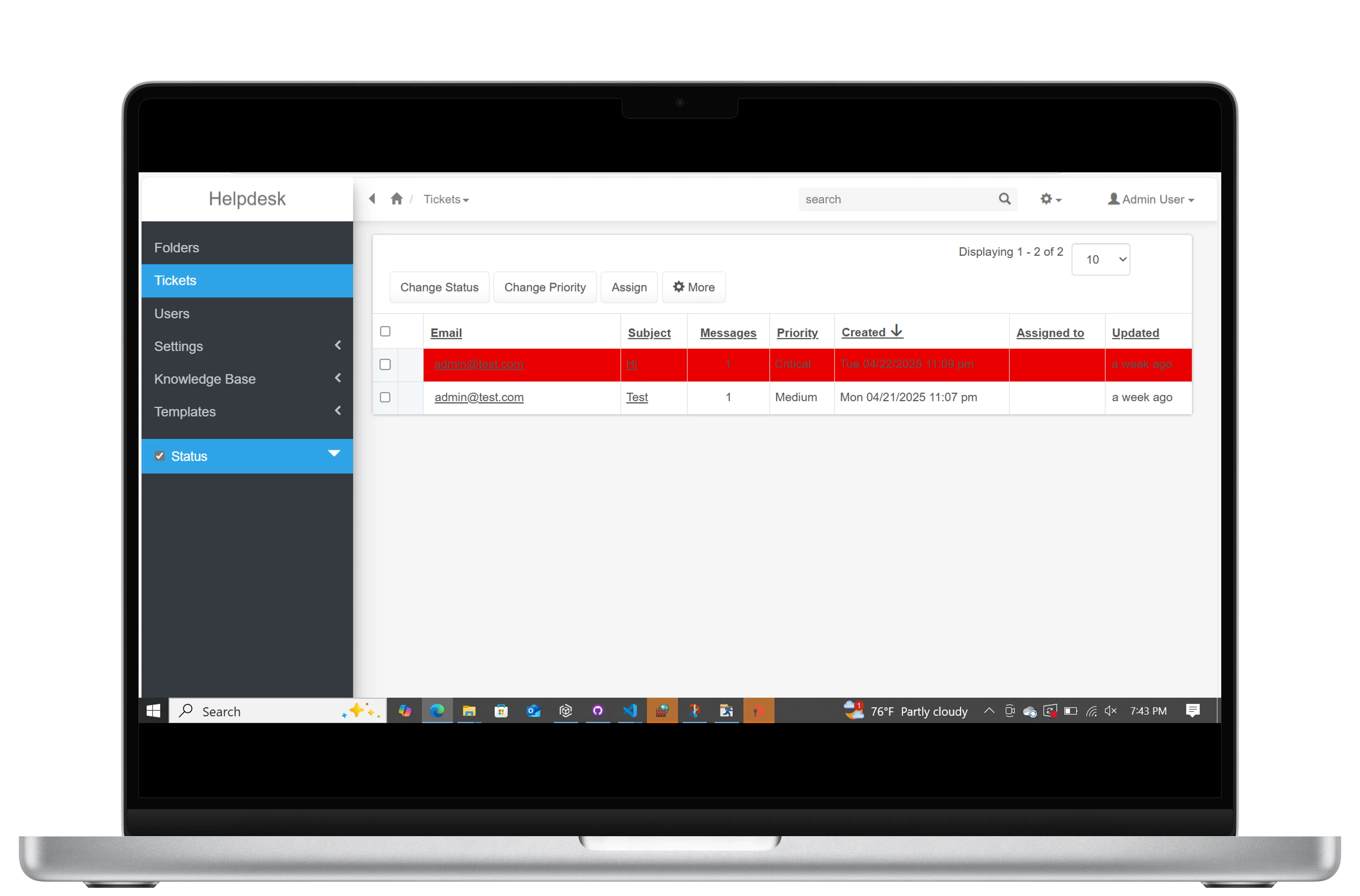 Custom Help Desk and Ticketing System